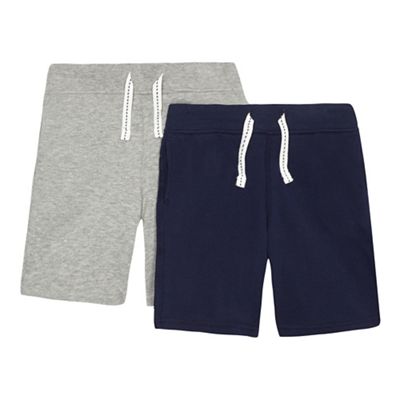 Pack of two boys' navy and grey jersey shorts